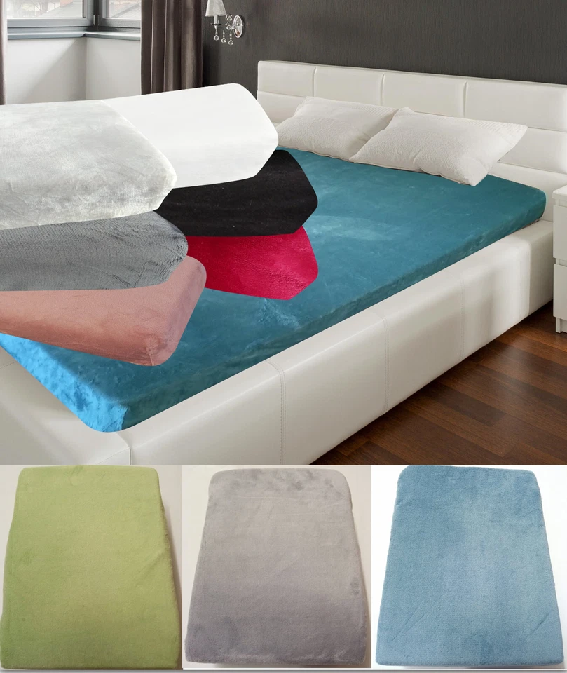 MB WARENHANDEL24 Fitted Sheet Cashmere Touch Bed Sheet Coral Fleece Spanner Winter Warm Plush