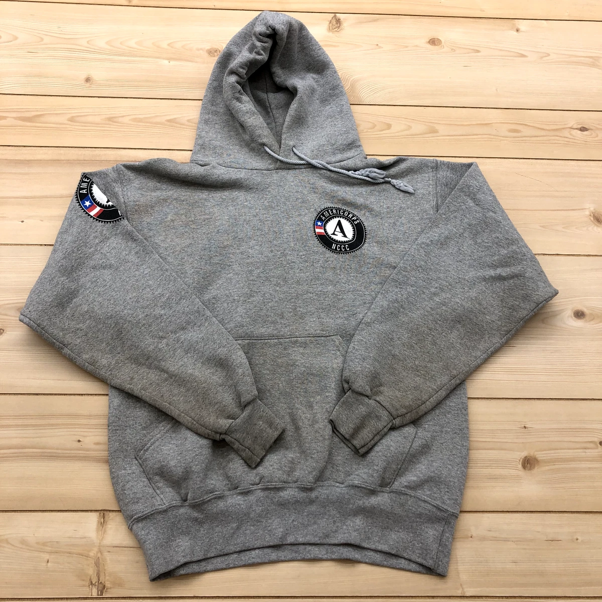 Vintage Good Deed Gray Americorps NCCC Kangaroo Pocket Hoodie Adult Size M