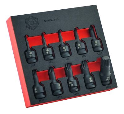 10Pc Spline Xzn Impact Driver Set, 1/2'' Drive - Britool Hallmark