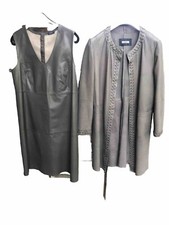 RIANI LEDER KLEID MIT MANTEL BRAUN GRÖSSE 40 100% LAMMNAPPA LEDER ZWEITEILER