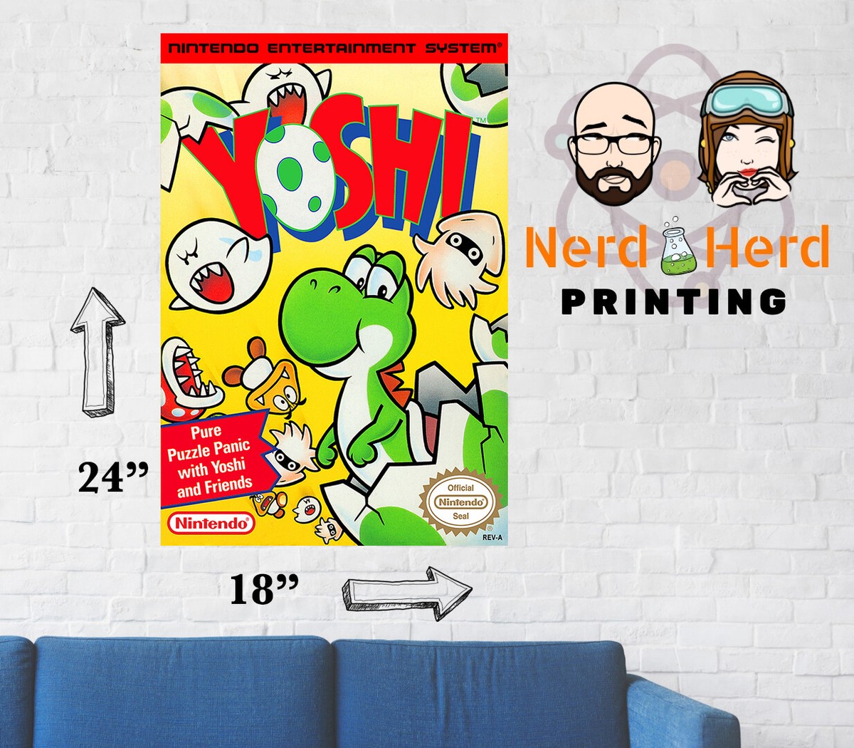 Yoshi NES Box Art Wall Poster Multiple Sizes 11x17-24x36 | eBay