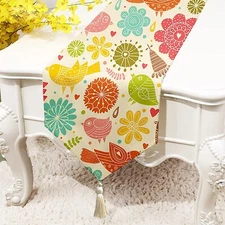 Floral Printed Cotton Canvas 4 Seater Table Runner 13 x 60 Inches