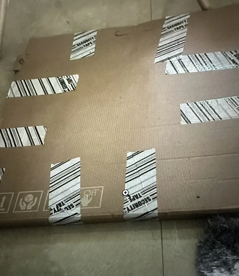 $150 Off-White Black & White Hand Stamped Floor Entrance Square Door Mat Rug 26" - Image 3 of 3