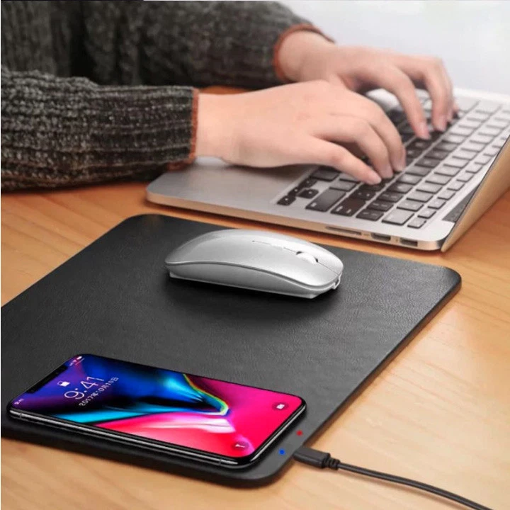 Cargador Inalámbrico 2 en 1 Carga Mouse Pad para iPhone 11 12 13 Pro Max Foto 4 de 4