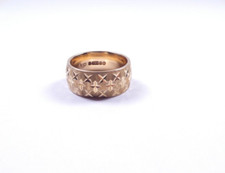 Wedding band ring 9 carat yellow gold Vintage Size K patterned 8mm wide