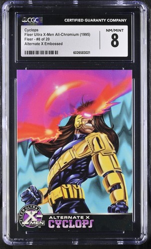1995 Fleer Ultra Marvel X-Men All-Chromium Alternate-X Embossed Cyclops #8 CGC 8