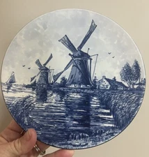 Vintage, Delft Blauw Plate, Made In Holland, Hand Painted, Wall Hanging