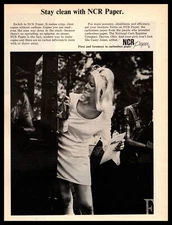 1970 NCR Carbonless Paper "Stay Clean With NCR Paper" Hot Blonde Woman Print Ad