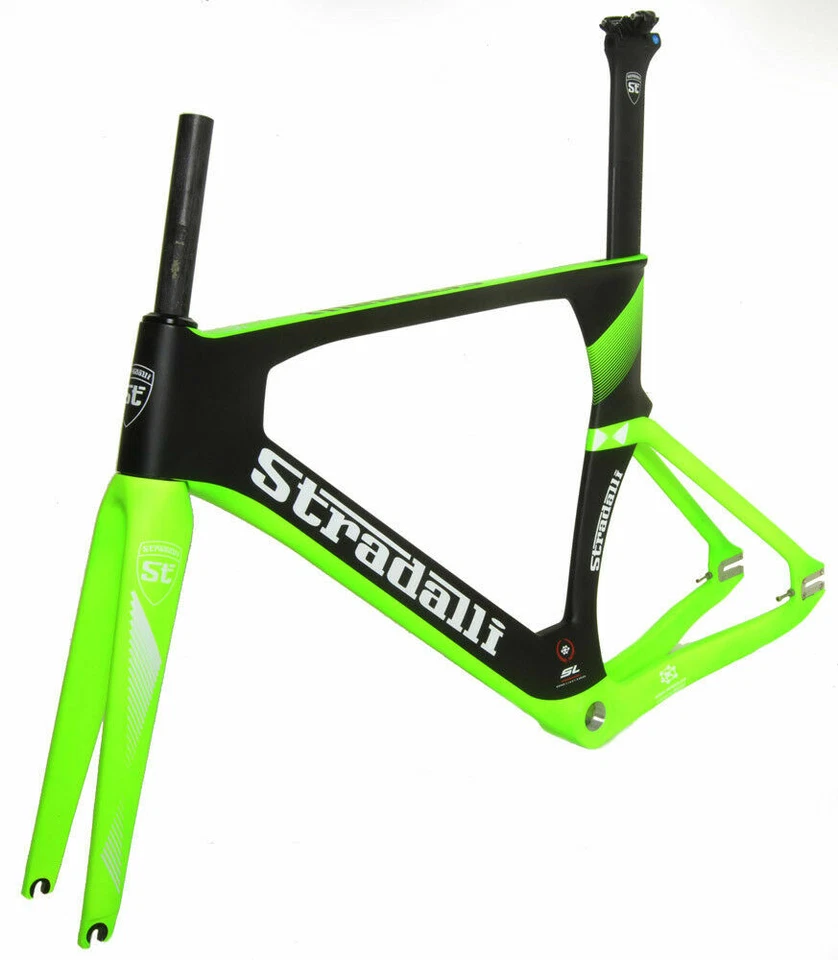 STRADALLI CARBON FIBER AERO TRACK BICYCLE FRAMESET BIKE FRAME FIXED GEAR GREEN - Image 3 of 4