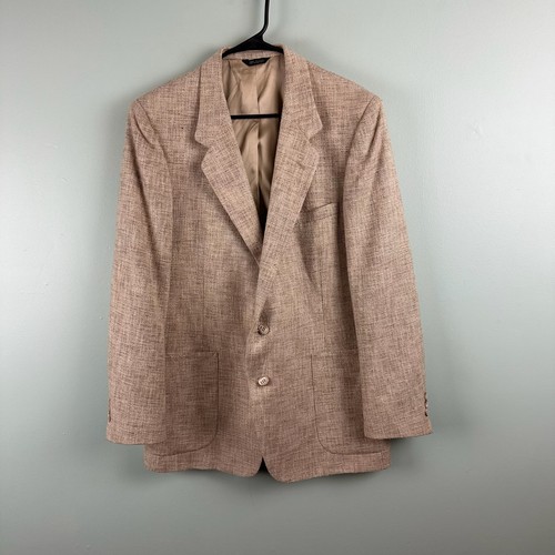 Men’s XL? Tan Hopsack Weave Sport Coat Blazer 2 Button Textured Casual Jacket