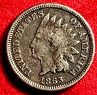 1863 Indian Head Cent Penny Civil War Era Copper-Nickel Circulated ~ JC 988