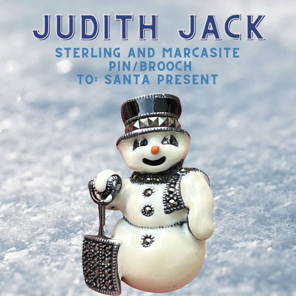 Judith Jack Sterling Silver Enamel Snowman Marcasite Brooch - Image 2 of 4