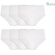 Girls Cotton Brief Underwear Multipack 6 White Soft Comfort School Everyday