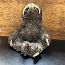 Hug Fun Realistic Sloth Soft Plush Gray Tan 16” Long Stuffed Animal Toy W/ Tags 