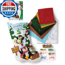 Bucilla Felt Applique 18" Stocking Making Kit, Penguins at Play, Perfect for DIY