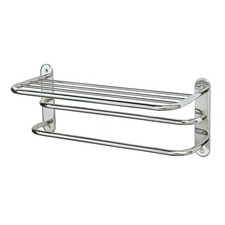 Gatco 1534 Chrome 24" Double Towel Rack With Top Shelf