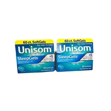 2 Unisom SleepGels 60 ct Non Habit Forming Nighttime Sleep Aid HCl 50 mg