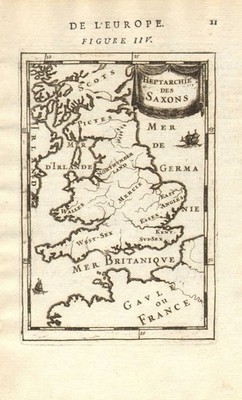 ALTES GROSSBRITANNIEN. Angelsächsische Königreiche. 'Heptarchie des Saxons'. MALLET 1683 Karte