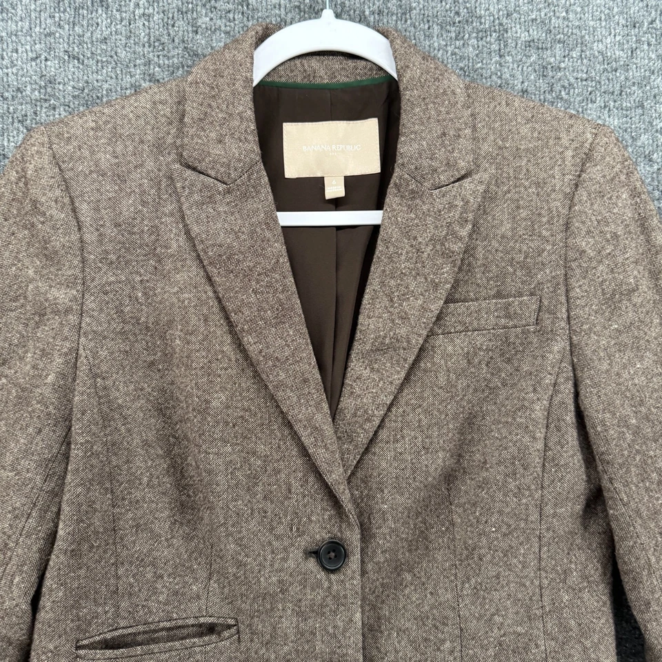 Куртка блейзер женская Banana Republic 6 шерсть на пуговицах конная академия опрятная - Изображение 2 из 4
