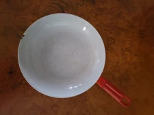 Belgium Descoware Enameled Cast Iron Sauté Pan 8" Round Flame Orange Vintage