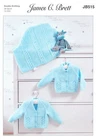 James Brett Double Knitting Pattern Baby Round or V Neck Cardigan Blanket JB515