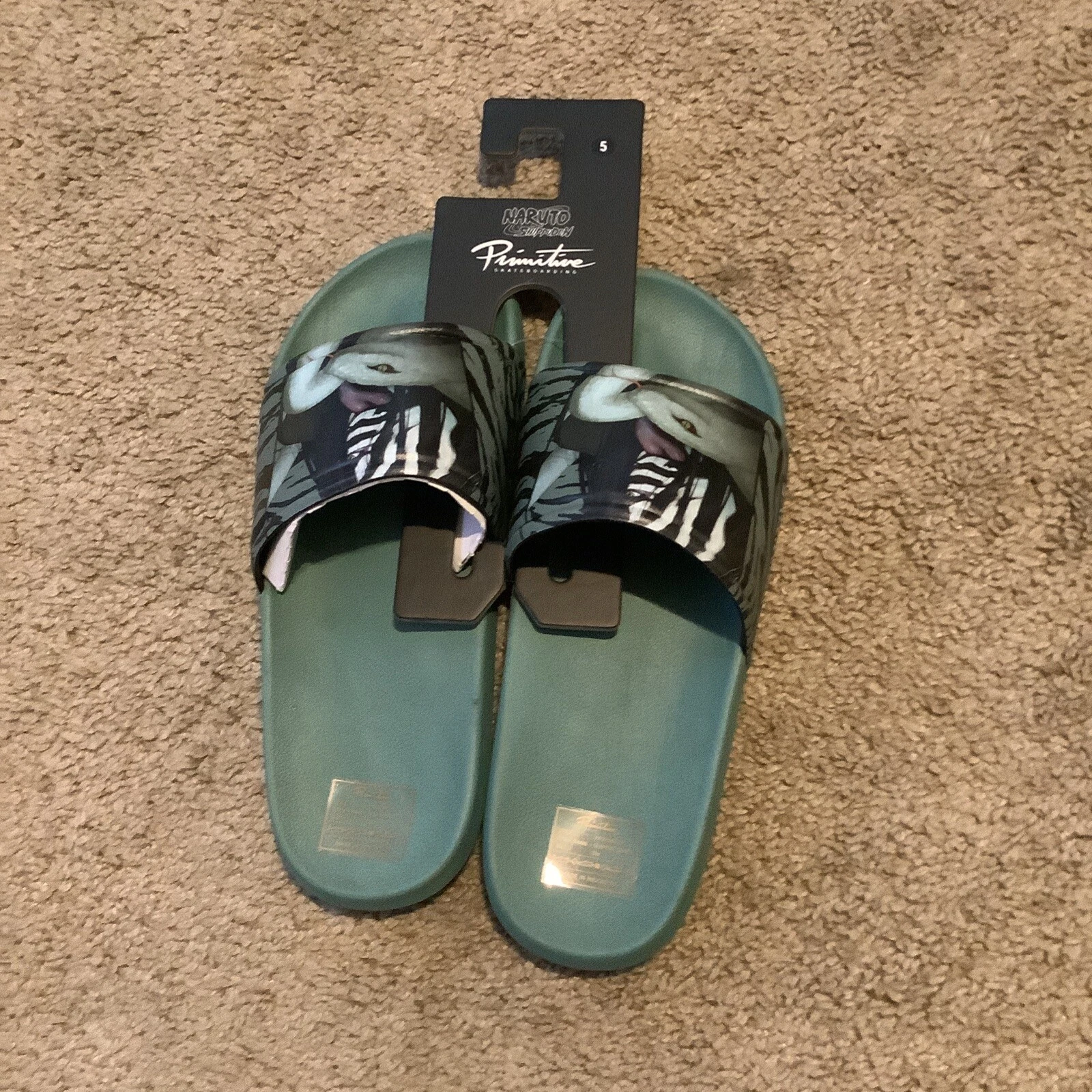 Primitive x Naruto Serpent Slides Sage Green Anime Mens Size 5