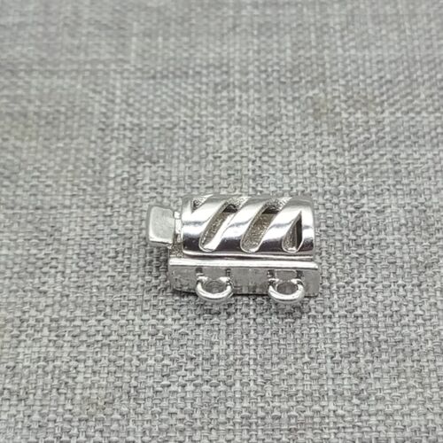 925 Sterling Silver Slide Lock Tube Clasp Rhodium Plated for Necklace Bracelet - Picture 7 of 10