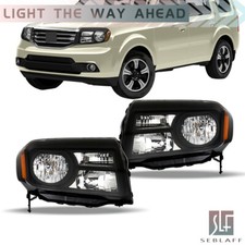 For Honda Pilot 2012-2015 Halogen Headlights Assembly Black Housing Left+Right