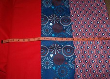 Patriotic Cotton Fabric 3 Patterns Fat Quarters Sewing Quilting Red/Blue/White