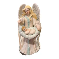 Angel Figurine Jesus Loves Me holding baby 1990 Betty Chaisson by Roman