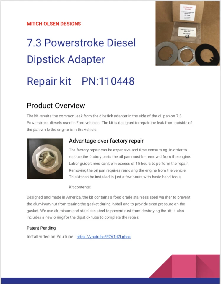 73dipstick Ford 7.3 Powerstroke Oil Dipstick Repair Kit - Image 4 of 4