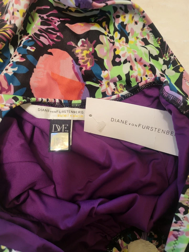 NWT Diane Von Furstenberg Floral Print One Pc. Bandeau Swimsuit Sz.S MSRP $170 - Image 4 of 4