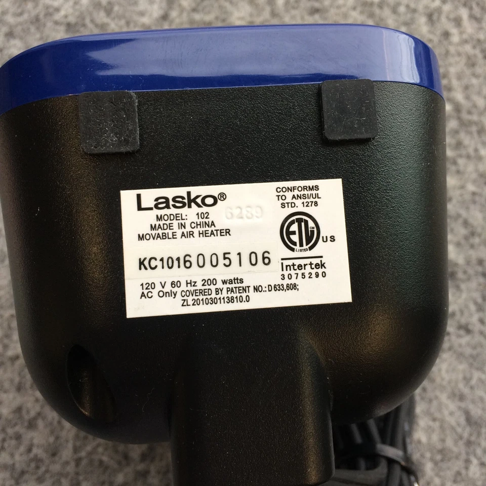 Lasko 102 MyHeat Calentador de Espacio Eléctrico Portátil 200W Cerámico, Azul Foto 3 de 4