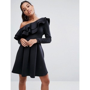 asos one shoulder black dress
