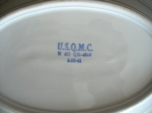 Vintage~WW2~Militaria~4-28-41-USQMC~Stoneware~OVAL DISH~Original~W431~QM-4810~EC - Picture 16 of 16