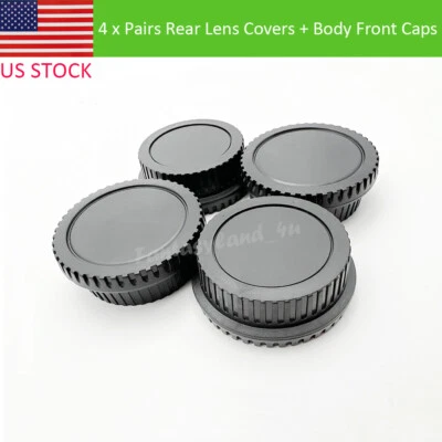 4 x Pairs Rear Lens Cover + Camera Body Front Cap for Canon EOS EF DSLR SLR Lens