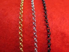 4mm 16"-84" STAINLESS STEEL GOLD/SILVER/BLACK/PLATED STUNNING ROLO ROPE NECKLAC