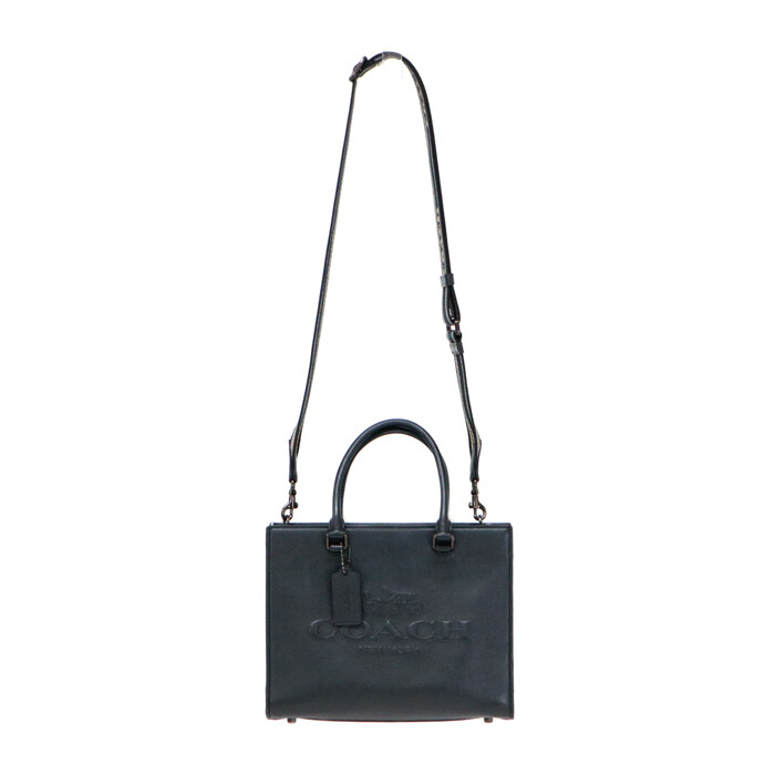 COACH Tote Bag Signature Canvas Logo Cross Grain Leather