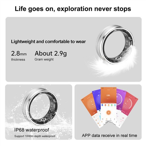 Anillo inteligente salud impermeable anillo de dedo monitor ritmo cardíaco fitness rastreador 2025 - Imagen 9 de 24