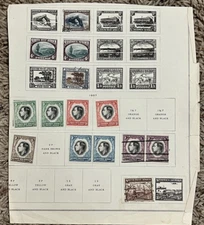 1930's SOUTHWEST AFRICA STAMP LOT ON ALBUM PAGE, MINT, USED, PAIRS KGVI