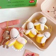 1-5PCS Cute Plush Banana Keychain Soft Peel Banana Plush Keychain Toy 
