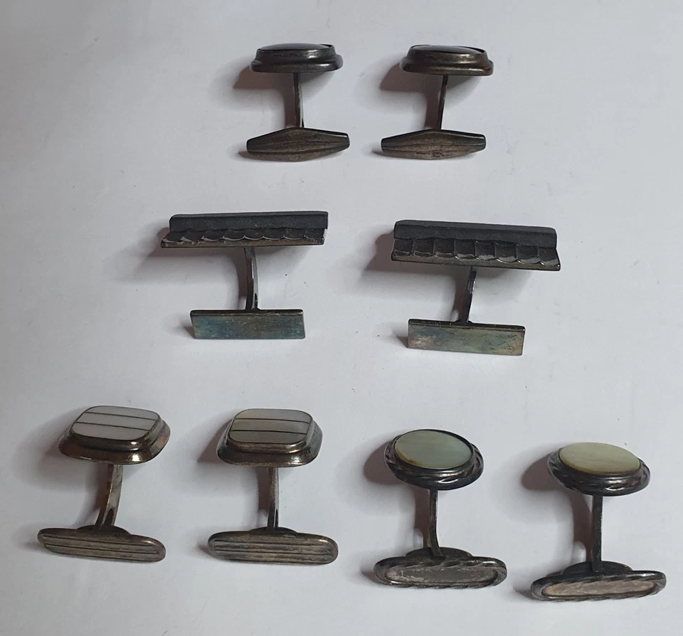 4 Paar alte Manschettenknöpfe, 835er Silber - Bild 4 von 4