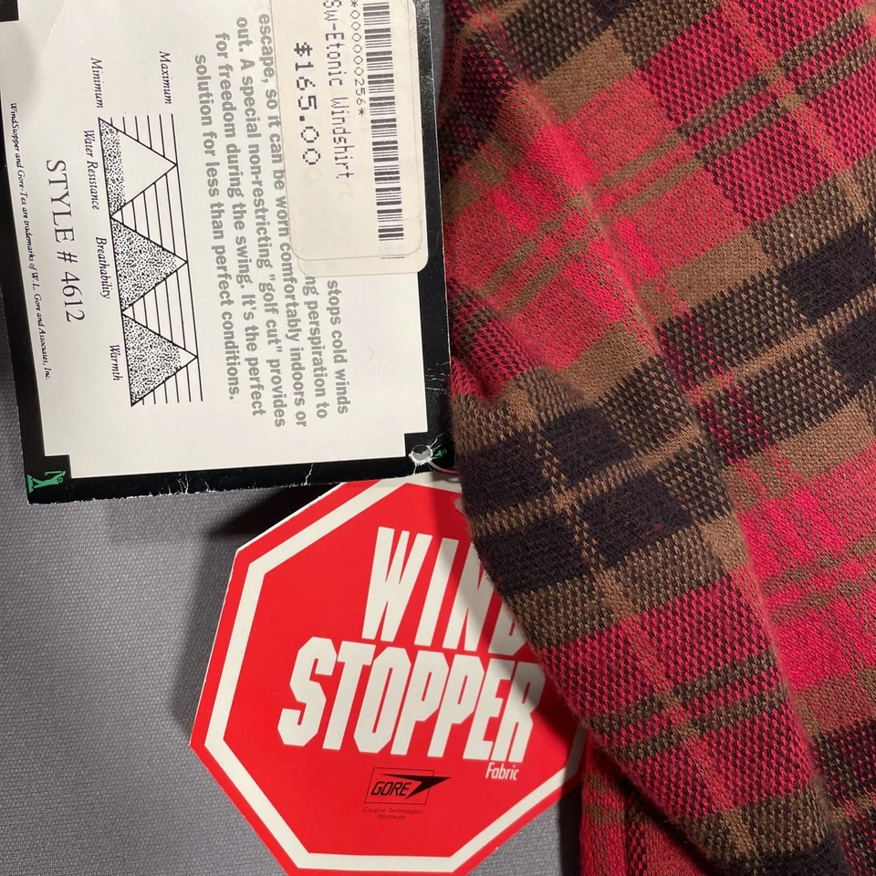 Vtg 90s NWT Etonic Golfwear Pullover Windbreaker Jacket Mens XL Red Plaid GORE - Image 3 of 4