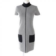 VALENTINO Dress 2021 Italy Front Zip Short Sleeve Black White M Size