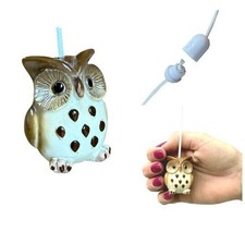 Little Glossy Owl Light Pull with Cord & Connector - Cute Bathroom Pull Cord