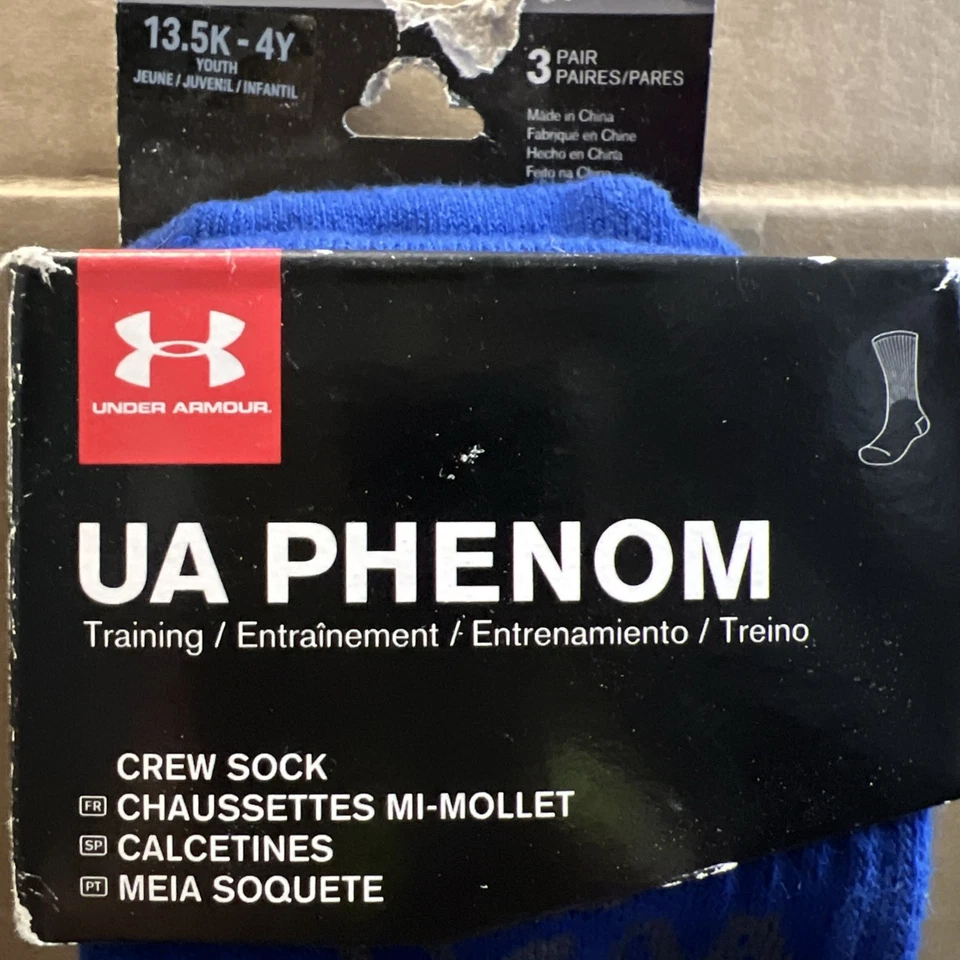 Calcetines de entrenamiento Under Armour UA PHENOM 3 pares juveniles talla 13,5K-4Y azul real Foto 2 de 4