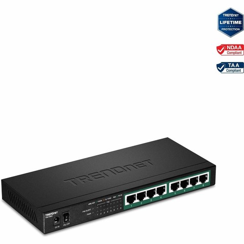 TRENDnet 8-Port Gigabit PoE+ Switch, 120W PoE Power Budget, 16Gbps Switching - Picture 5 of 6
