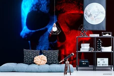 3D Neon Skull Wallpaper Wall Mural Removable Self-adhesive Sticker5894