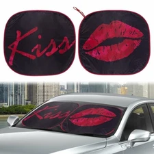 Auto Drive Universal Two Counts Kiss Lips Windshield Sun Shade, 28.5"x 31.5" NEW