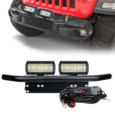 23'' Bull Bar Bumper License Plate Mount Bracket +7 INCH LED Light Combo +Wire